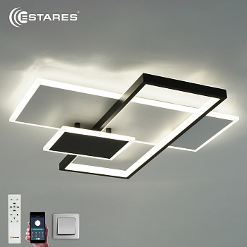 Управляемая светодиодная люстра LAMPARAS 90W 3L-APP-500x500x70-WHITE/BLACK/WHITE-220-IP20