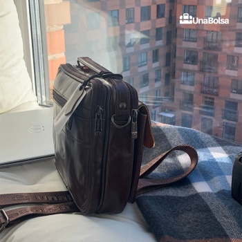 Сумка мужская из натуральной кожи UB-B210-240x190х90-brown brown-молния магнит