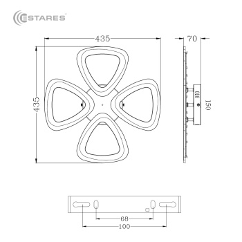 Управляемая светодиодная люстра ROOM 60W 4TR-APP-435x435x70-WHITE WHITE-220-IP20