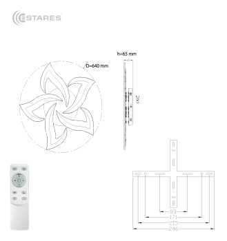 Управляемый светодиодный светильник ELLA 70W 5F-APP 640x65-WHITE WHITE-220-IP20