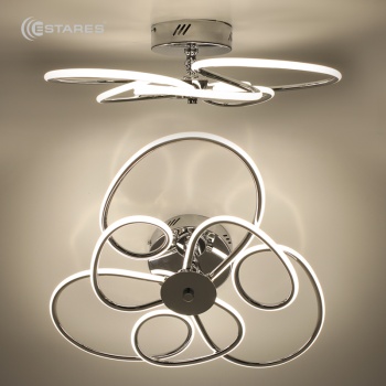 Управляемый светодиодный светильник BONITA 92W R-500x200-CHROME OPAL-220-IP20