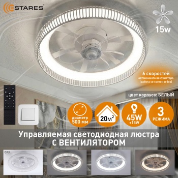 FAN FRAME 45W+15W R-APP-WHITEWHITE Озон 1