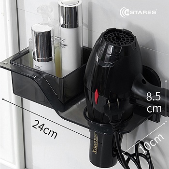 Подставка MODO 1F-25x10x8,5-black (полка, держатель для фена)