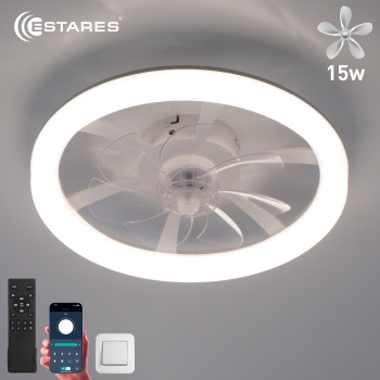 Управляемая светодиодная люстра с вент. FAN SIMPLE 45W+15W R-APP-460x120-WHITE WHITE-220-IP20