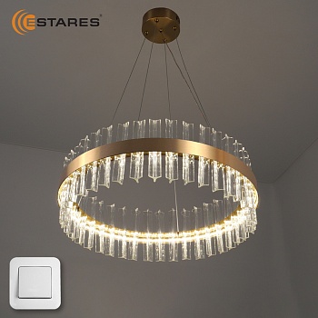 Управляемая светодиодная люстра SOFIA 100W R-ON/OFF-500x1200-GOLD/CLEAR-220-IP20