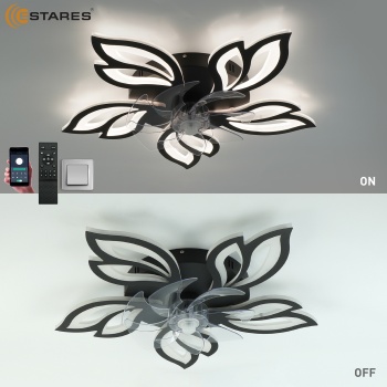 Управляемая светодиодная люстра с вент. FAN  ASTRA 100W+18W 5F-APP-680x120-BLACK WHITE-220-IP20