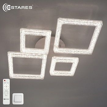 Управляемая светодиодная люстра LUMINATA oval 80W 4S-IRC-680x480x105-WHITE/CLEAR-220-IP20