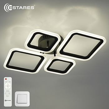 Управляемая светодиодная люстра OVAL 60W 4S-RC-600x445x95-BLACK/WHITE-220-IP20