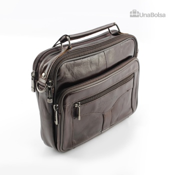 Сумка мужская из натуральной кожи UB-B222-240x190х90-brown brown-молния молния