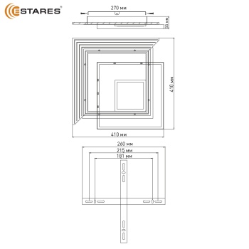 Управляемая светодиодная люстра  VETRO 65W 3S-APP-410x410x55-BLACK WHITE CLEAR-220-IP20