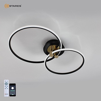 Управляемый светодиодный светильник LUNE 50W 2R-APP-615x360x110-BLACK/GOLD/WHITE-220-IP20