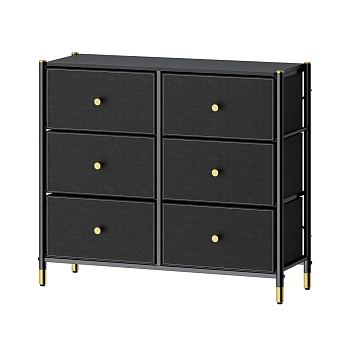 COMMOD classic 3F-6D-BLACK/GOLD-89x30x78 комод-макси плюс