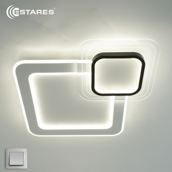 Управляемая светодиодная люстра SUVON 90W 2S-ON OFF-480x480x70-WHITE BLACK CLEAR-220-IP20