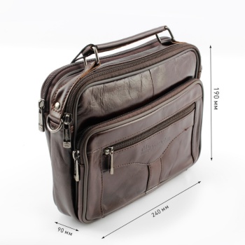 Сумка мужская из натуральной кожи UB-B222-240x190х90-brown/brown-молния/молния