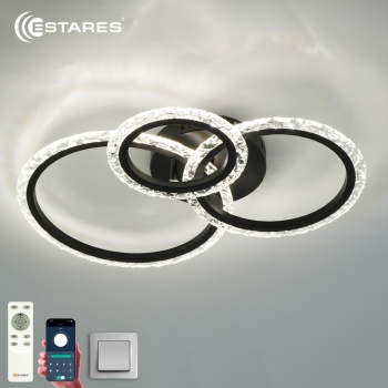 Управляемая светодиодная люстра TRIO 70W 3R APP-510x380x107-BLACK/CLEAR-220-IP20