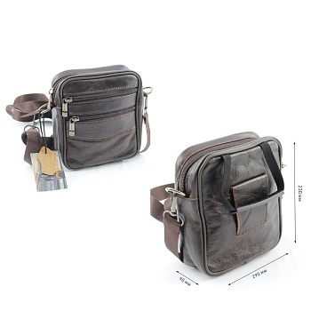 Сумка мужская из натуральной кожи UB-B403-140x165х85-brown/brown-молния/молния