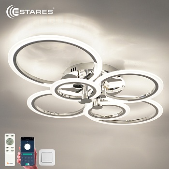 Управляемый светодиодный светильник EUROPA 132W 6R-APP-790х560х115-CHROME/WHITE-220-IP20