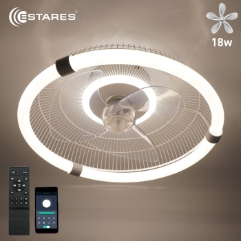 Управляемая LED люстра с вентилятором FN-LM VIBE 60W+18W R-APP-450x145-WHITE/WHITE-220-IP20SMARTHOME