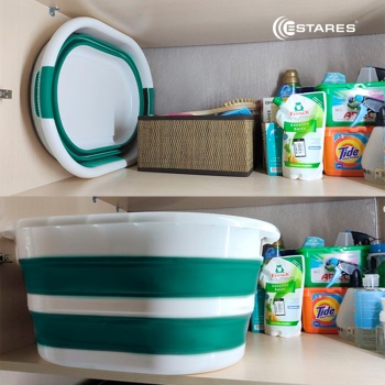 Таз складной силиконовый ES-BS-portable-24l-54x39x24 7-white seagreen