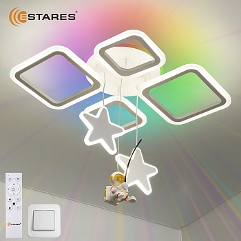 Управляемая светодиодная люстра KIDS OVAL RGB 85W 7SRZ-RC-630x465x90-WHITE/WHITE-220-IP20