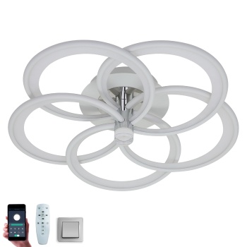 Управляемая светодиодная люстра  MADEMUASEL 110W 5С-APP-520x140-WHITE CHROME WHITE-220-IP20