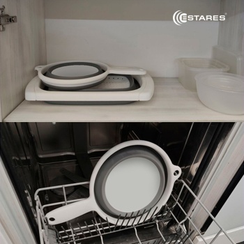 Ковш складной силиконовый ES-LDL-portable-37х23х9 4-white gray