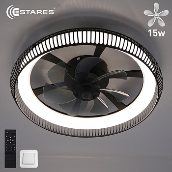 Управляемая светодиодная люстра с вент. FAN FRAME 45W+15W R-APp-500x125-BLACK/WHITE-220-IP20