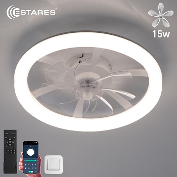 Управляемая светодиодная люстра с вент. FAN SIMPLE 45W+15W R-APP-460x120-WHITE/WHITE-220-IP20