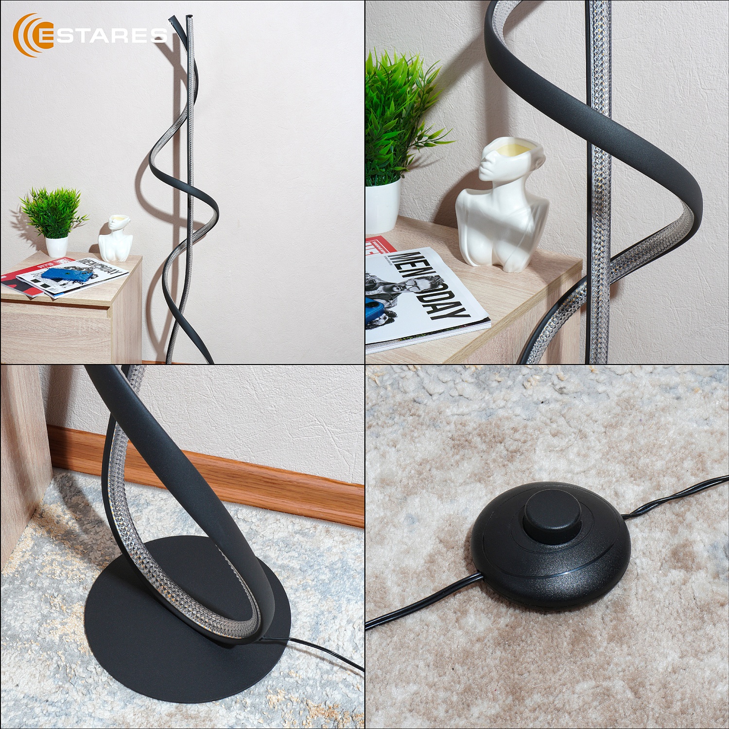 Cветодиодный светильник, торшер LIANA 40W L-3000k-220x1300-BLACK CLEAR-220-IP20