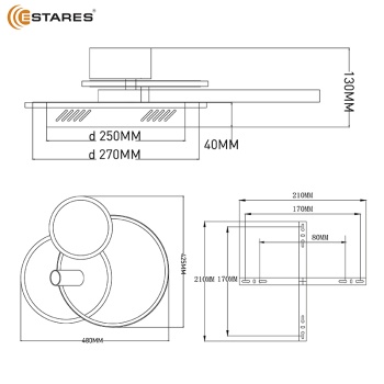 Управляемый светодиодный светильник ECLIPSE 75W 3R 1DL-RC-480x425x130-WHITE BLACK WHITE-220-IP20
