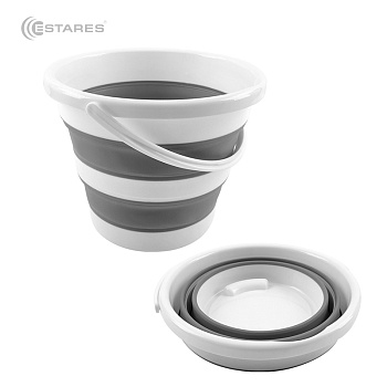 Ведро силиконовое складное ES-BC-portable-10lNEW-32x35x24/5-white/gray