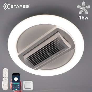 Управляемая светодиодная люстра с вент.FAN ISIDA 45W+15W R-APP-480x145-WHITE/WHITE-220-IP20