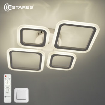 Управляемая светодиодная люстра OVAL 60W 4S-RC-600x445x95-WHITE/WHITE-220-IP20