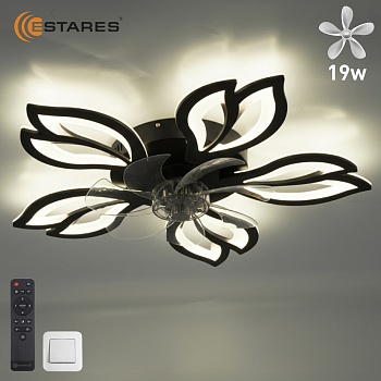 Управляемая светодиодная люстра c вент. FAN ASTRA 70W+19W 5F-IRC-620x125-BLACK/WHITE/CLEAR-220-IP20
