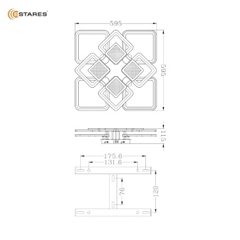 Управляемый светодиодный светильник TETRA twist 180W 12S-APP-595x595x115-WHITE WHITE CLEAR-220-IP20