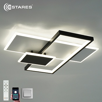 Управляемая светодиодная люстра LAMPARAS 90W 3L-APP-500x500x70-WHITE/BLACK/WHITE-220-IP20