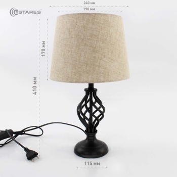 Настольная лампа DUBLIN 1xE27 R-115x240x410-BLACK BEIGE-220-IP20