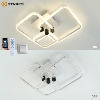 Управляемая светодиодная люстра EMILIA 70W 3S-APP-590x400x165-BLACK WHITE CRYSTAL-220-IP20