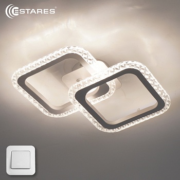 Управляемая светодиодная люстра ZITA 25W 2S-ON/OFF-260X260X70-WHITE/CLEAR-220-IP20